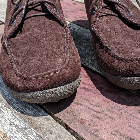 Daniel Hechter Brown Suede Lace Up Ankle Boots Women 7.5 Gorpcore - Picture 9 of 13